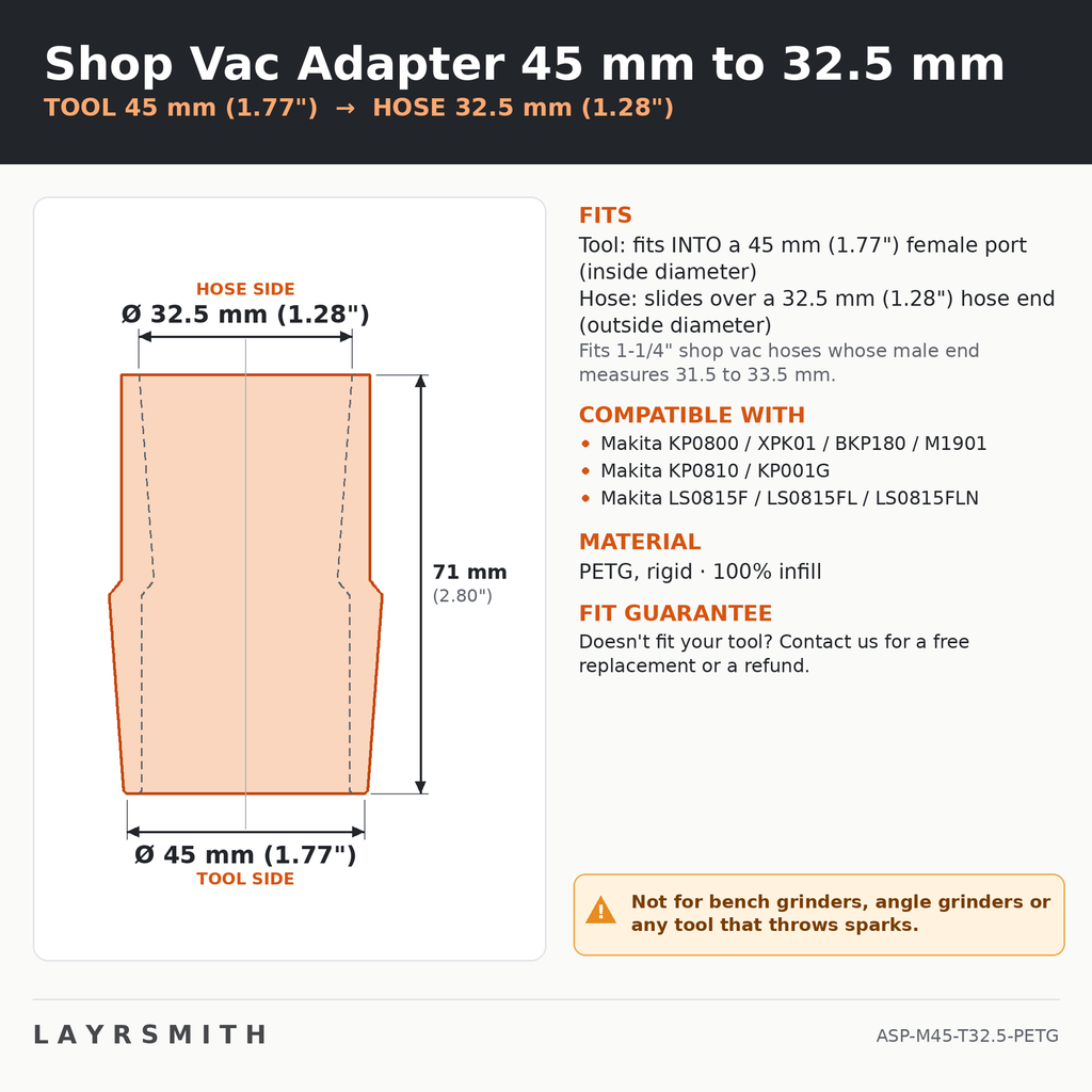 ASP-M45-T32.5-PETG — Fiche des cotes