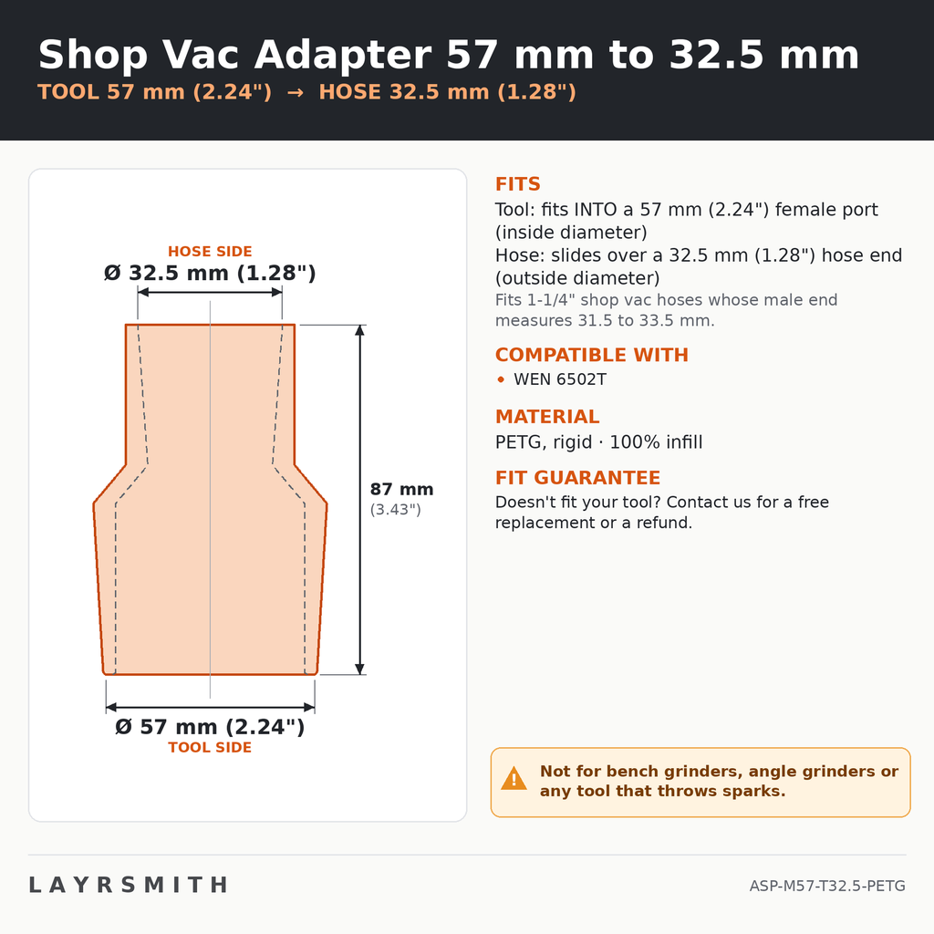 ASP-M57-T32.5-PETG — Fiche des cotes