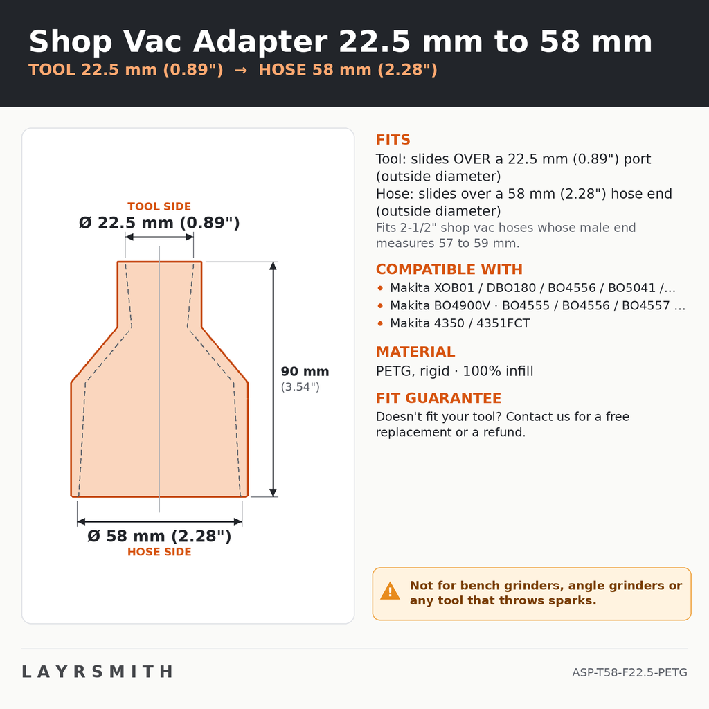 ASP-T58-F22.5-PETG — Fiche des cotes