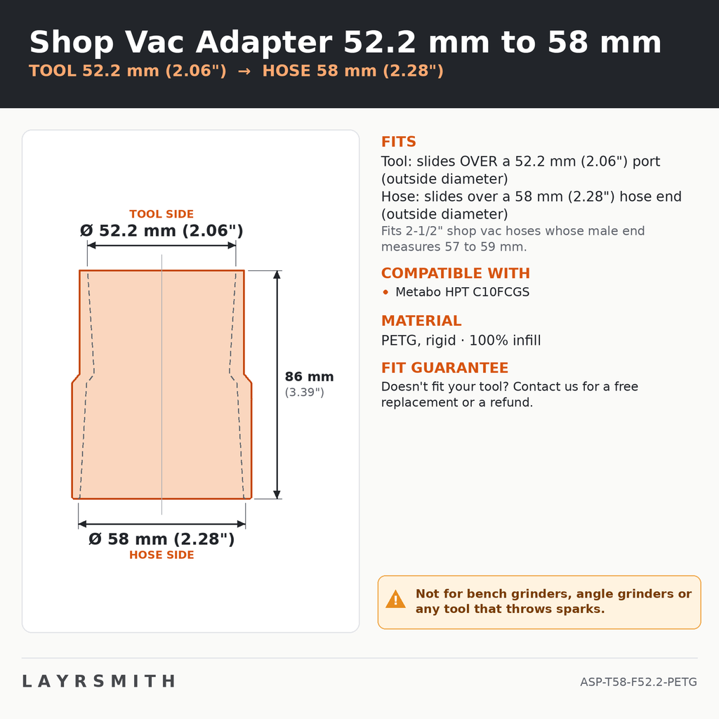 ASP-T58-F52.2-PETG — Fiche des cotes