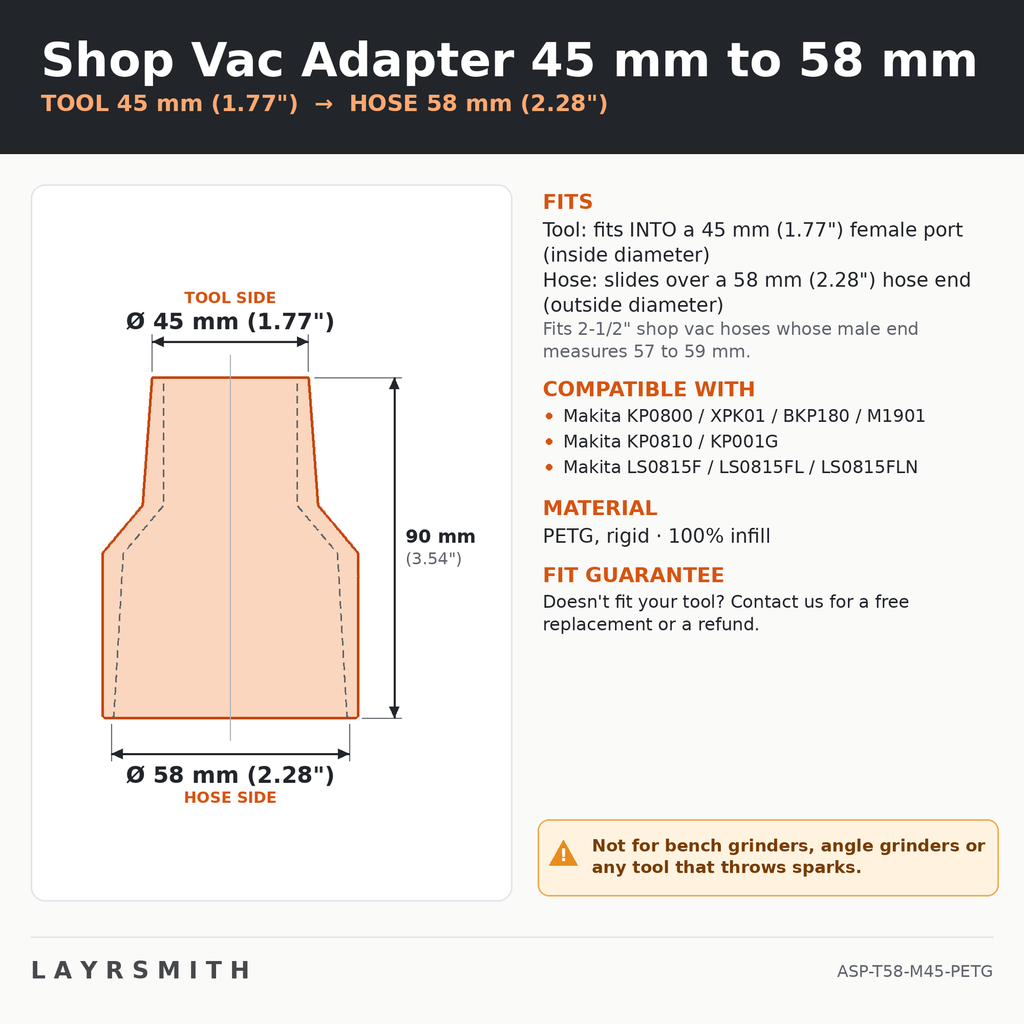 ASP-T58-M45-PETG — Fiche des cotes